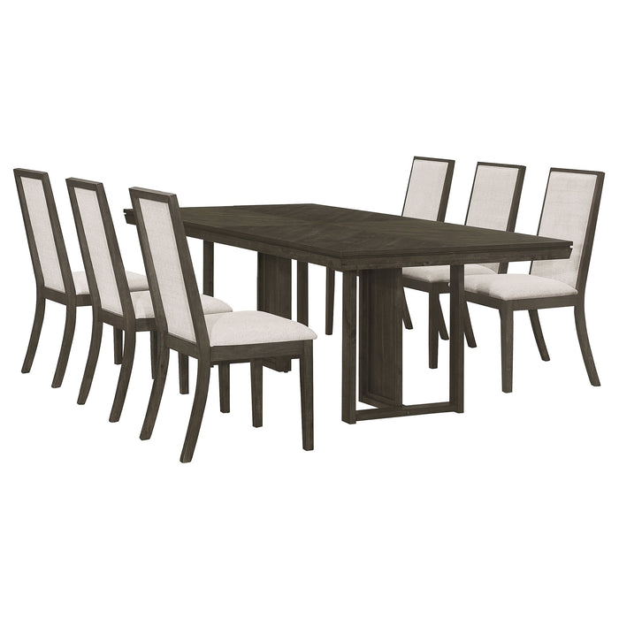 Coaster Kelly Rectangular Dining Table Set Beige and Dark Grey Set of 7