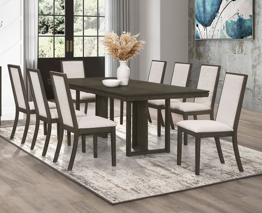 Coaster Kelly Rectangular Dining Table Set Beige and Dark Grey Set of 9