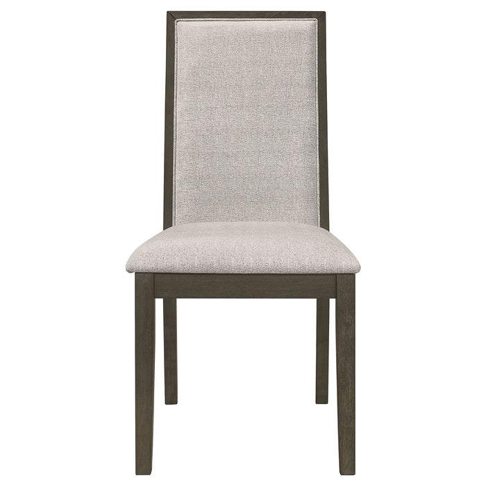 Coaster Kelly Upholstered Solid Back Dining Side Chair Beige and Dark Grey (Set of 2) Default Title