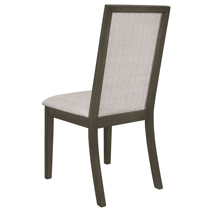 Coaster Kelly Upholstered Solid Back Dining Side Chair Beige and Dark Grey (Set of 2) Default Title