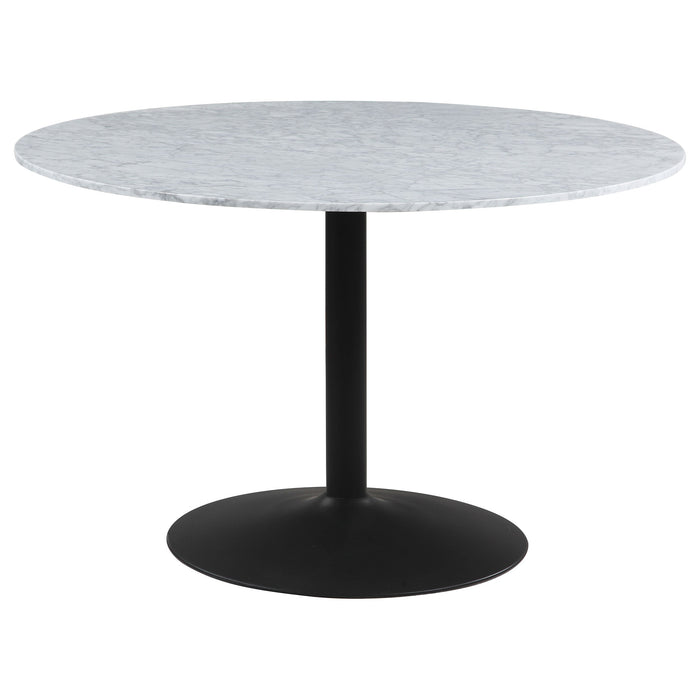 Coaster Bartole Round Dining Table White and Matte Black Default Title