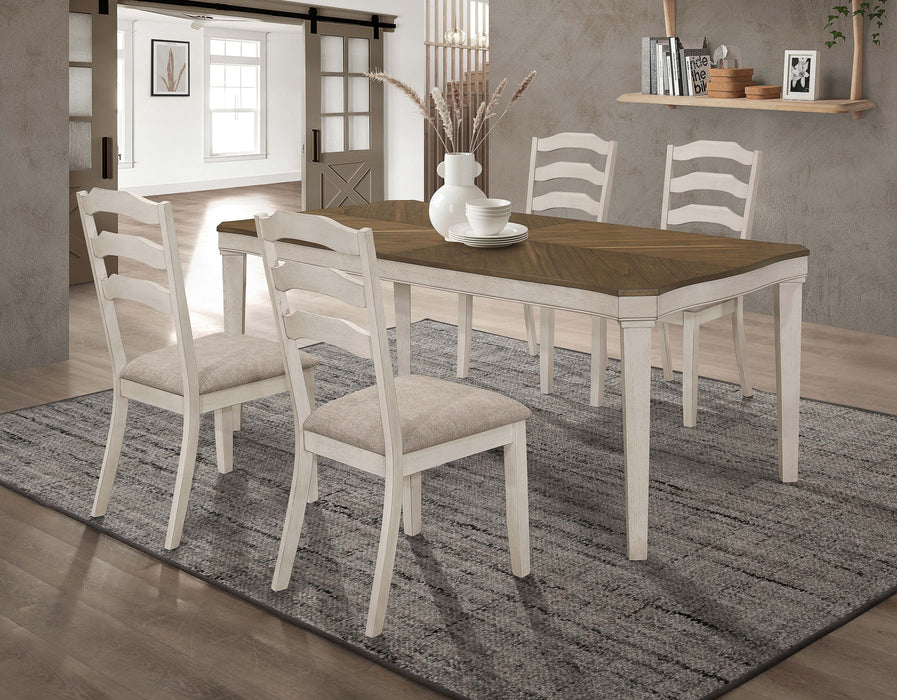 Coaster Ronnie Starburst Dining Table Set Khaki and Rustic Cream Set of 5