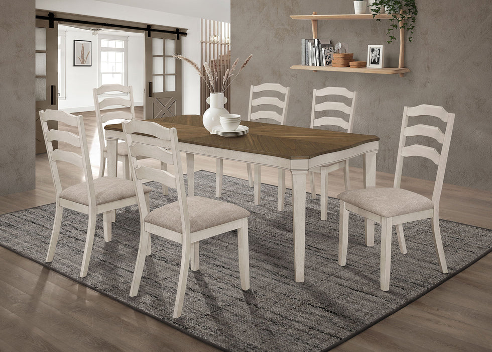 Coaster Ronnie Starburst Dining Table Set Khaki and Rustic Cream Set of 7