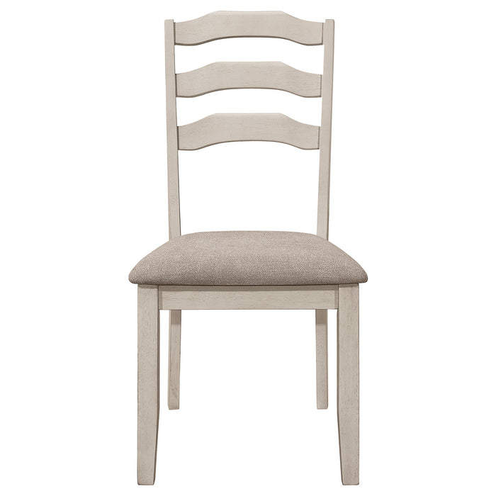 Coaster Ronnie Ladder Back Padded Seat Dining Side Chair Khaki and Rustic Cream (Set of 2) Default Title