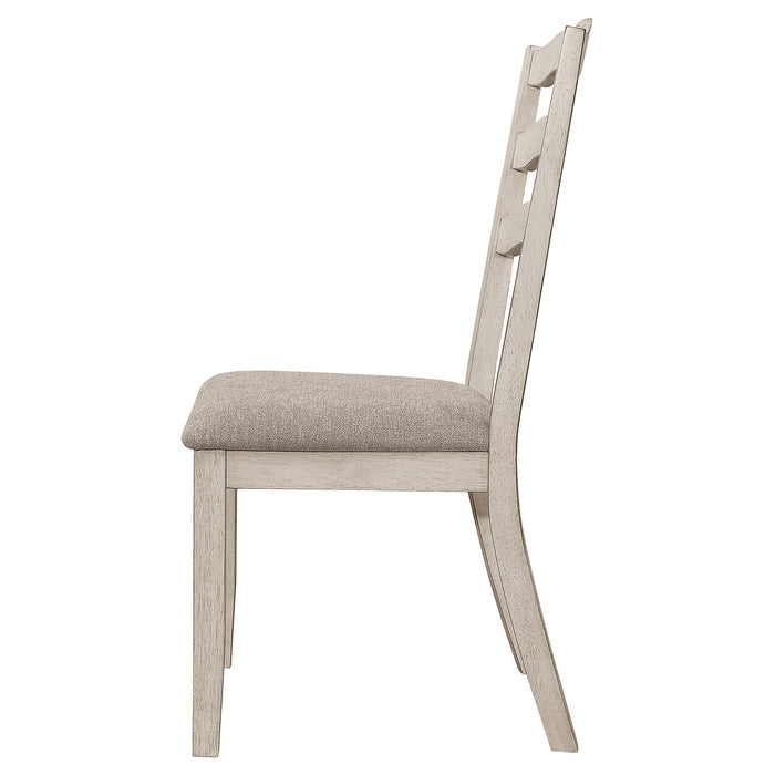 Coaster Ronnie Ladder Back Padded Seat Dining Side Chair Khaki and Rustic Cream (Set of 2) Default Title