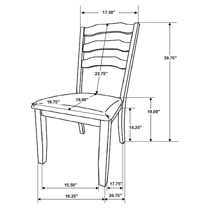 Coaster Ronnie Ladder Back Padded Seat Dining Side Chair Khaki and Rustic Cream (Set of 2) Default Title