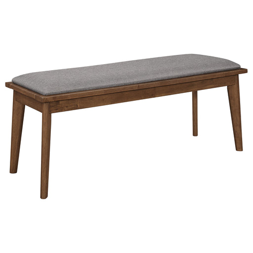 Coaster Alfredo Upholstered Dining Bench Grey and Natural Walnut Default Title