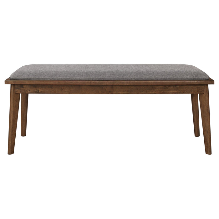 Coaster Alfredo Upholstered Dining Bench Grey and Natural Walnut Default Title