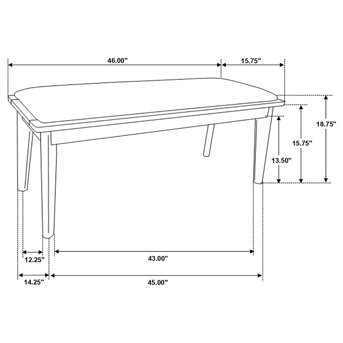 Coaster Alfredo Upholstered Dining Bench Grey and Natural Walnut Default Title