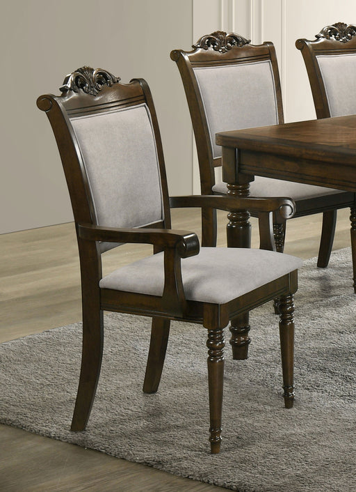 Coaster Willowbrook Upholstered Dining Armchair Grey and Chestnut (Set of 2) Default Title