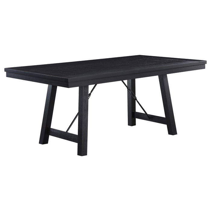 Coaster Newport Rectangular Trestle Table Dining Set Black Set of 6