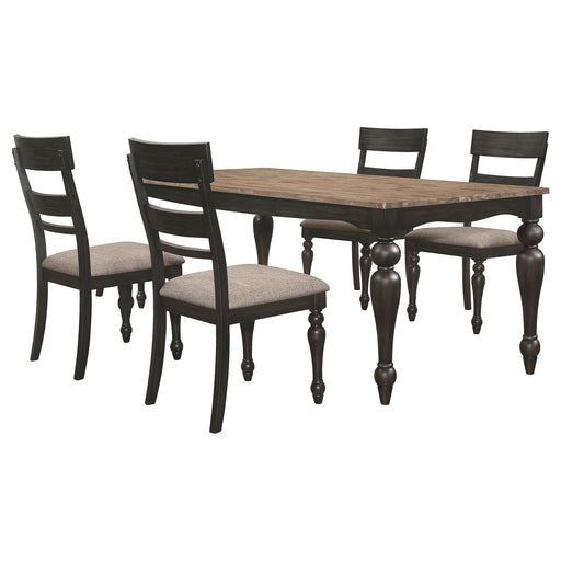 Coaster Bridget Rectangular Dining Set Brown Brushed and Charcoal Sandthrough Set of 5