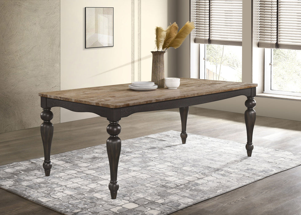 Coaster Bridget Rectangular Dining Table Brown Brushed and Charcoal Sandthrough Default Title