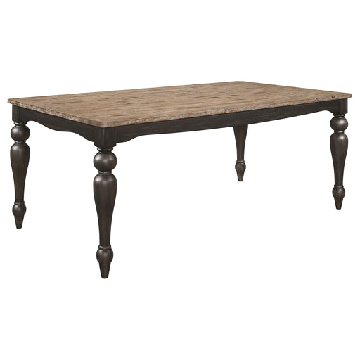 Coaster Bridget Rectangular Dining Table Brown Brushed and Charcoal Sandthrough Default Title