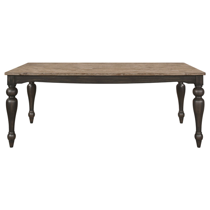 Coaster Bridget Rectangular Dining Table Brown Brushed and Charcoal Sandthrough Default Title