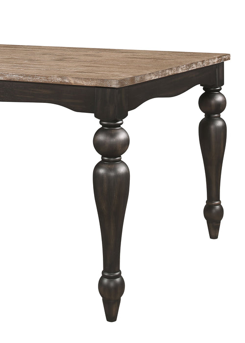 Coaster Bridget Rectangular Dining Table Brown Brushed and Charcoal Sandthrough Default Title