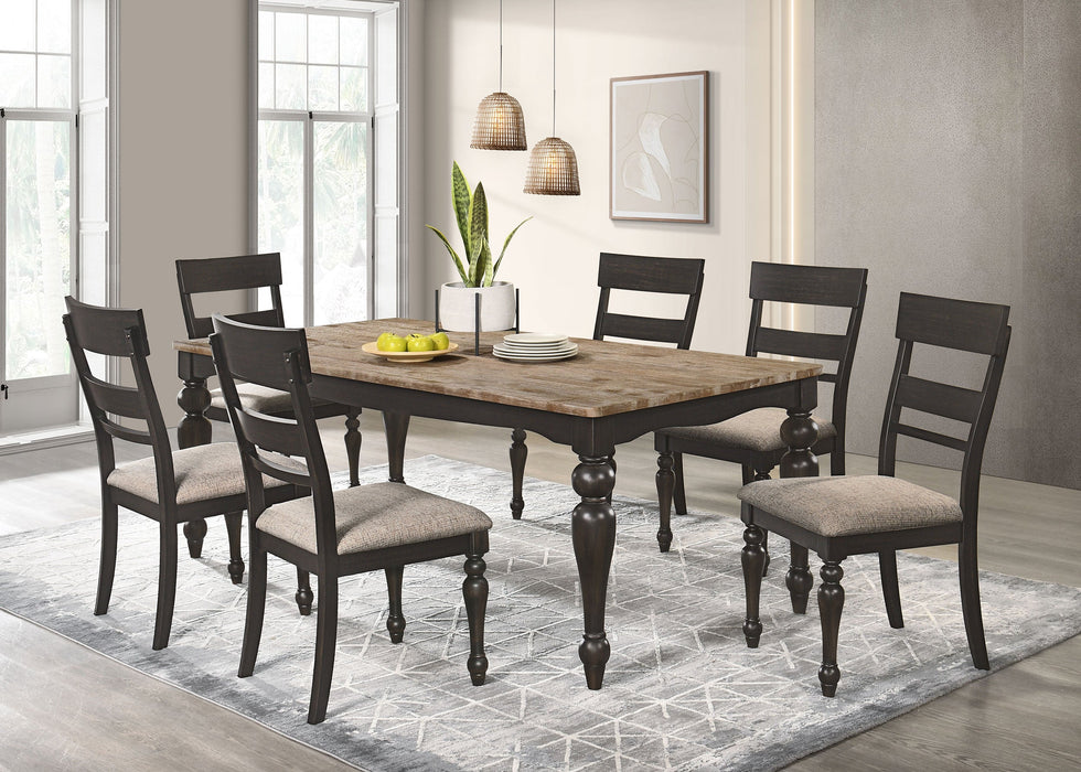 Coaster Bridget Rectangular Dining Table Brown Brushed and Charcoal Sandthrough Default Title