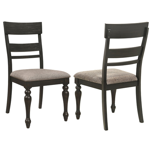 Coaster Bridget Ladder Back Dining Side Chair Stone Brown and Charcoal Sandthrough (Set of 2) Default Title