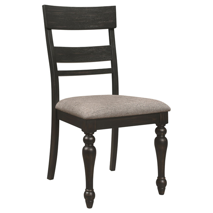 Coaster Bridget Ladder Back Dining Side Chair Stone Brown and Charcoal Sandthrough (Set of 2) Default Title