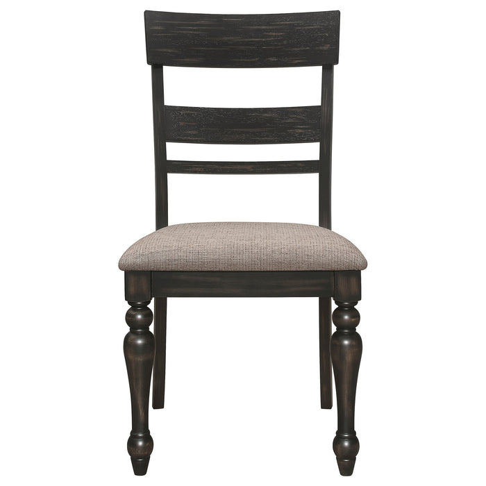 Coaster Bridget Ladder Back Dining Side Chair Stone Brown and Charcoal Sandthrough (Set of 2) Default Title