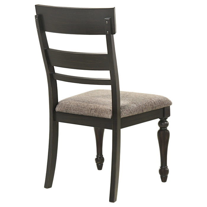 Coaster Bridget Ladder Back Dining Side Chair Stone Brown and Charcoal Sandthrough (Set of 2) Default Title