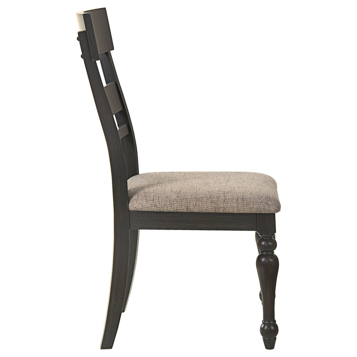 Coaster Bridget Ladder Back Dining Side Chair Stone Brown and Charcoal Sandthrough (Set of 2) Default Title