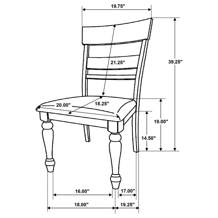 Coaster Bridget Ladder Back Dining Side Chair Stone Brown and Charcoal Sandthrough (Set of 2) Default Title