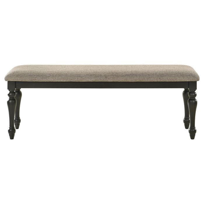 Coaster Bridget Upholstered Dining Bench Stone Brown and Charcoal Sandthrough Default Title