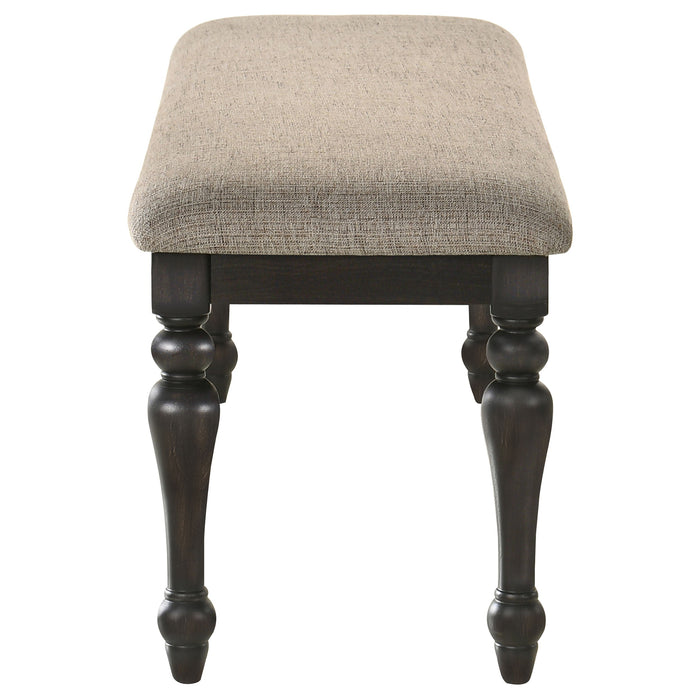 Coaster Bridget Upholstered Dining Bench Stone Brown and Charcoal Sandthrough Default Title