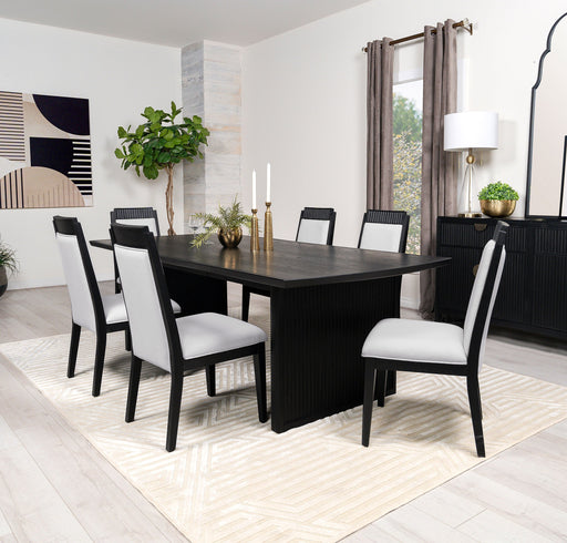 Coaster Brookmead Rectangular Dining Set with 18" Removable Extension Leaf Black Set of 7