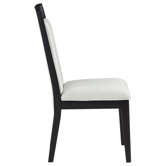 Coaster Brookmead Upholstered Dining Side Chair Ivory and Black (Set of 2) Default Title