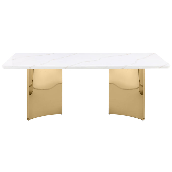 Telvin Rectangular 79-inch Marble Top Dining Table White