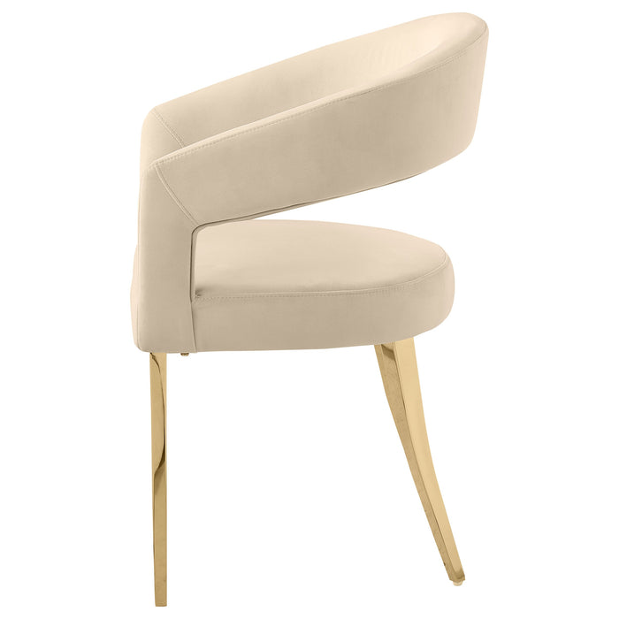 Galiano Velvet Upholstered Dining Arm Chair Beige (Set of 2)