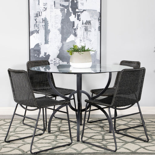 Coaster Aviano Round Dining Set Gunmetal and Brown Default Title