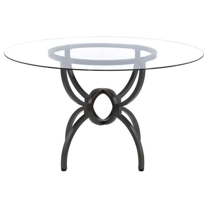 Coaster Aviano 48" Round Glass Top Dining Table Clear and Gunmetal Default Title