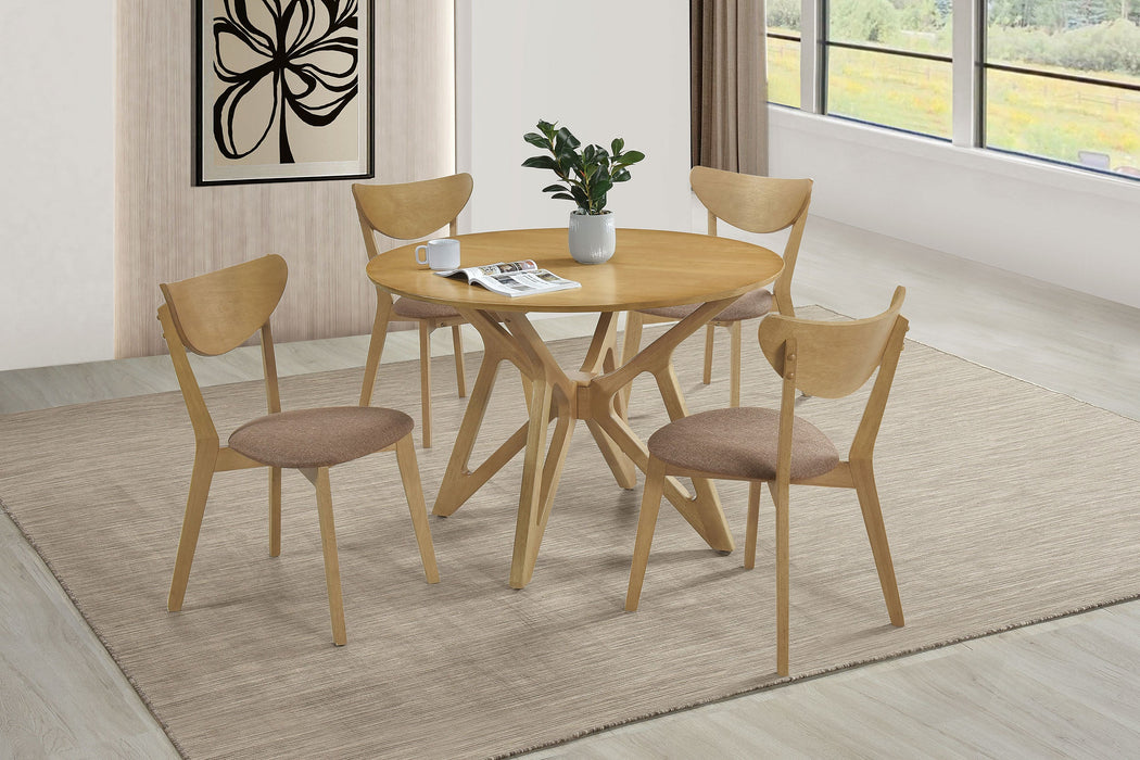 Coaster Elowen Round Solid Wood Dining Set Light Walnut Default Title