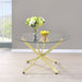 Coaster Beckham Round Dining Table Brass and Clear Default Title