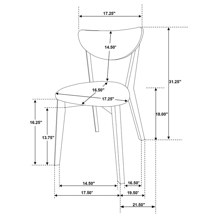 Coaster Elowen Dining Side Chair Light Walnut and Brown (Set of 2) Default Title