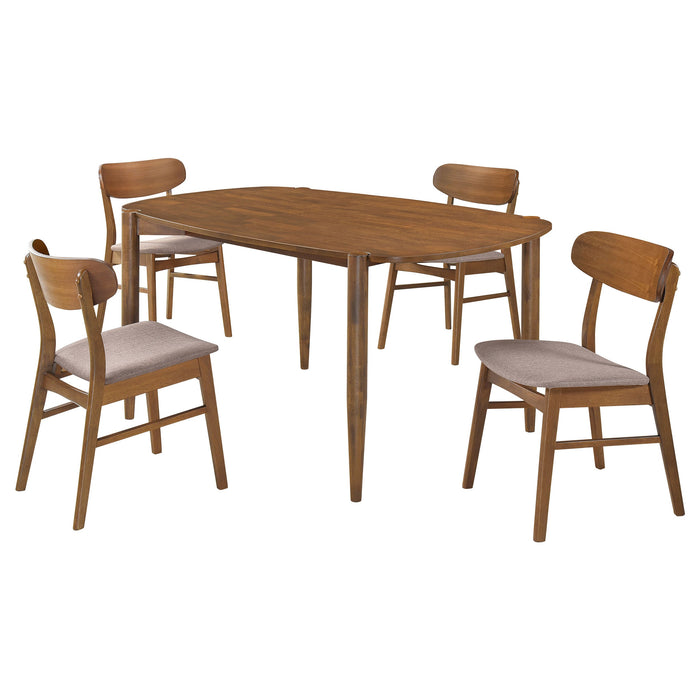 Coaster Dortch Oval Solid Wood Dining Set Walnut Set of 5