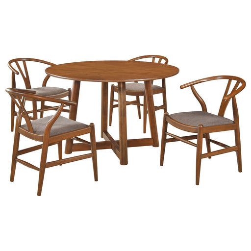 Coaster Dinah Round Solid Wood Dining Set Walnut Default Title