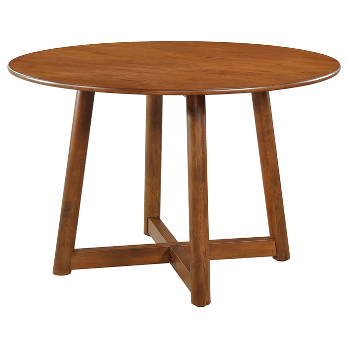 Coaster Dinah Round Solid Wood Dining Set Walnut Default Title