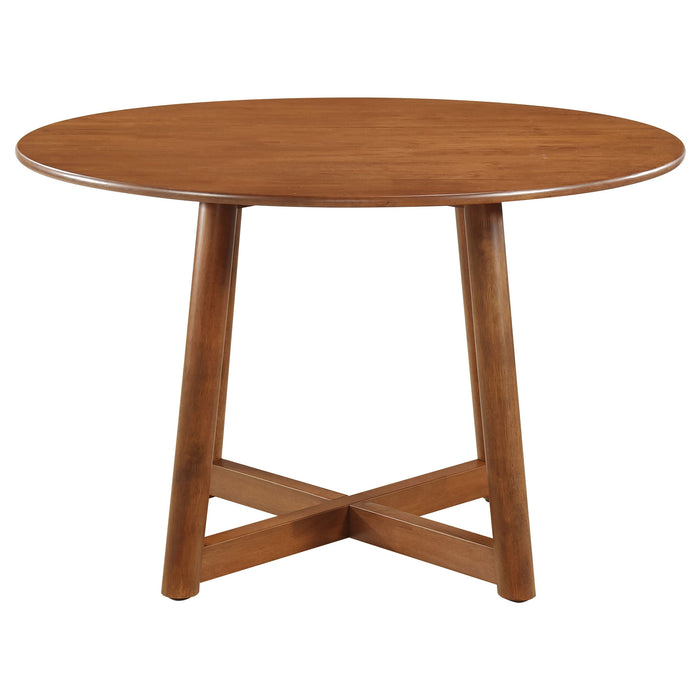 Coaster Dinah Round Solid Wood Dining Set Walnut Default Title