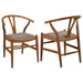 Coaster Dinah Danish Y-Shaped Back Wishbone Dining Side Chair Walnut and Brown (Set of 2) Default Title