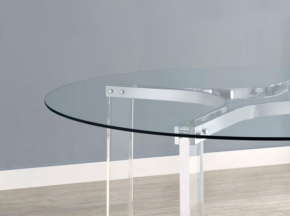 Adino 47-inch Round Glass Top Acrylic Dining Table Chrome