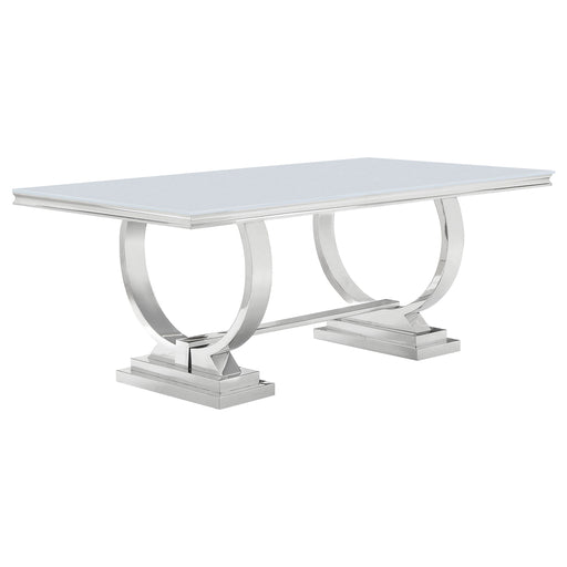 Coaster Antoine Rectangle Dining Table White and Chrome Default Title