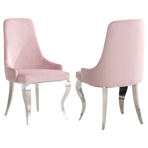 Coaster Antoine Upholstered Demi Arm Dining Side Chairs (Set of 2) Pink