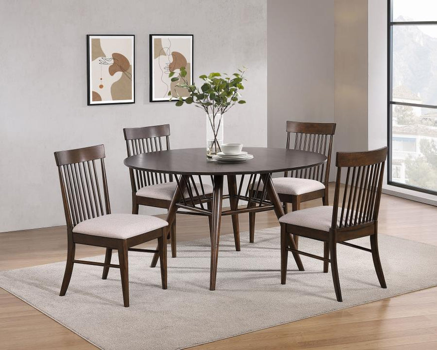 Everton 5-piece Round 54-inch Dining Table Set Dark Walnut