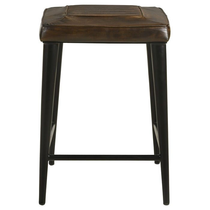 Coaster Alvaro Leather Upholstered Backless Counter Height Stool Antique Brown and Black (Set of 2) Default Title