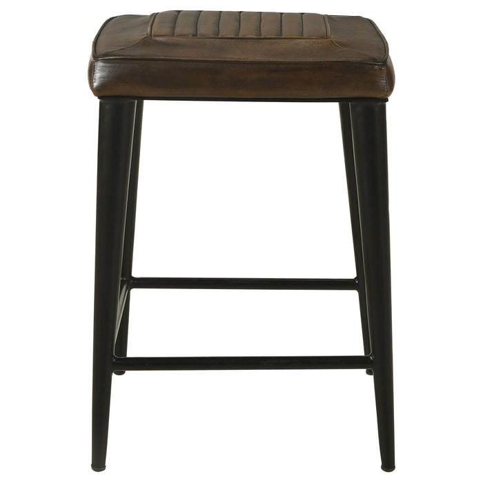 Coaster Alvaro Leather Upholstered Backless Counter Height Stool Antique Brown and Black (Set of 2) Default Title