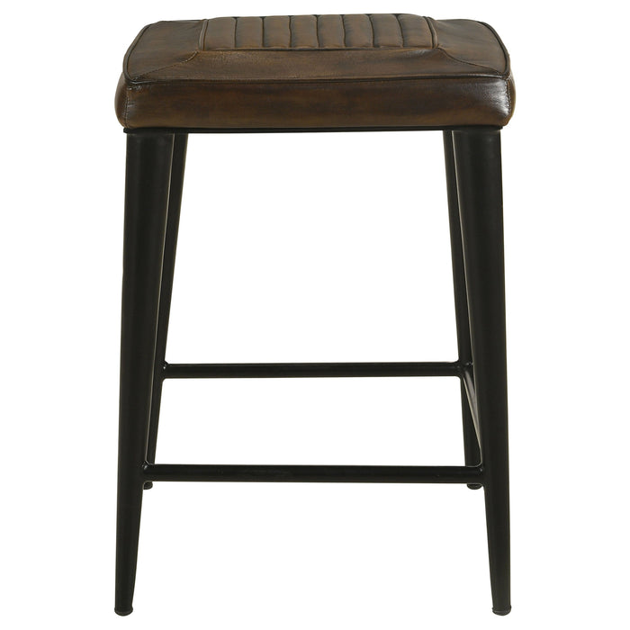 Coaster Alvaro Leather Upholstered Backless Counter Height Stool Antique Brown and Black (Set of 2) Default Title